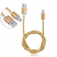 Tuttonica Zinc Alloy 2A Data Cable, Fast Charging, Weaving Thread, Gold – Micro USB, 1 meter - TUTTO- C606